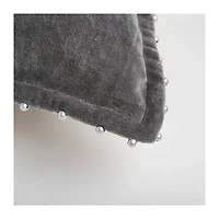 Dark Gray Solid Cotton Pillow, 22 in.