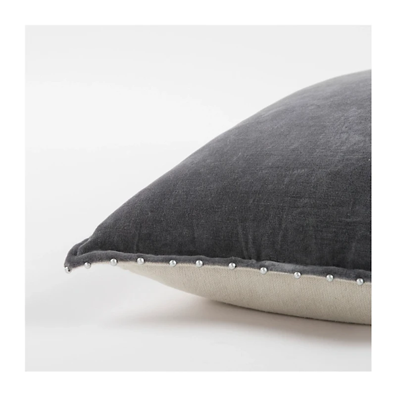 Dark Gray Solid Cotton Pillow, 22 in.