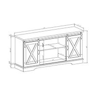 Sliding Barn Door Open Shelf Gray Wash TV Stand