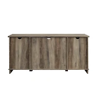 Sliding Barn Door Open Shelf Gray Wash TV Stand