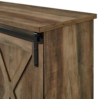 Sliding Barn Door Open Shelf Oak TV Stand