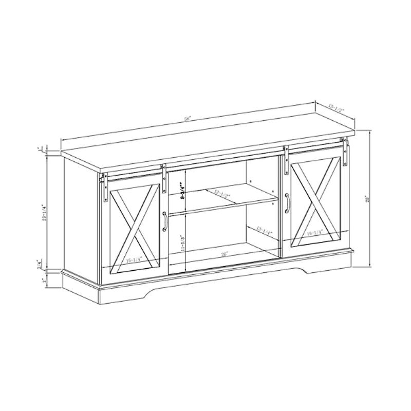 Sliding Barn Door Open Shelf Oak TV Stand