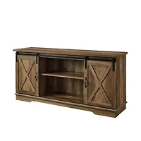 Sliding Barn Door Open Shelf Oak TV Stand