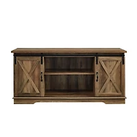 Sliding Barn Door Open Shelf Oak TV Stand