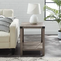 Gray Wash Industrial X-Frame Accent Table