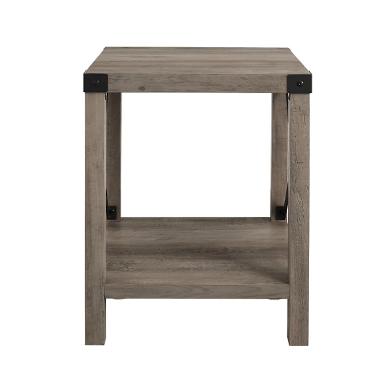 Gray Wash Industrial X-Frame Accent Table