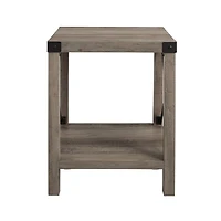 Gray Wash Industrial X-Frame Accent Table