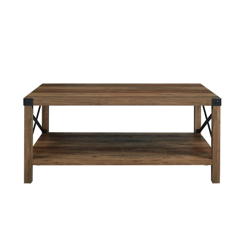 Oak Industrial X-Frame Coffee Table