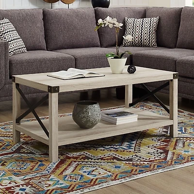 White Industrial X-Frame Coffee Table