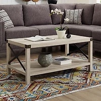 White Industrial X-Frame Coffee Table