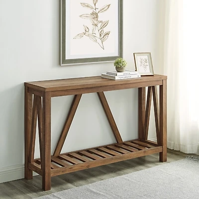 Rustic Oak A-Frame Console Table