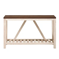 Walnut and Whitewash A-Frame Console Table