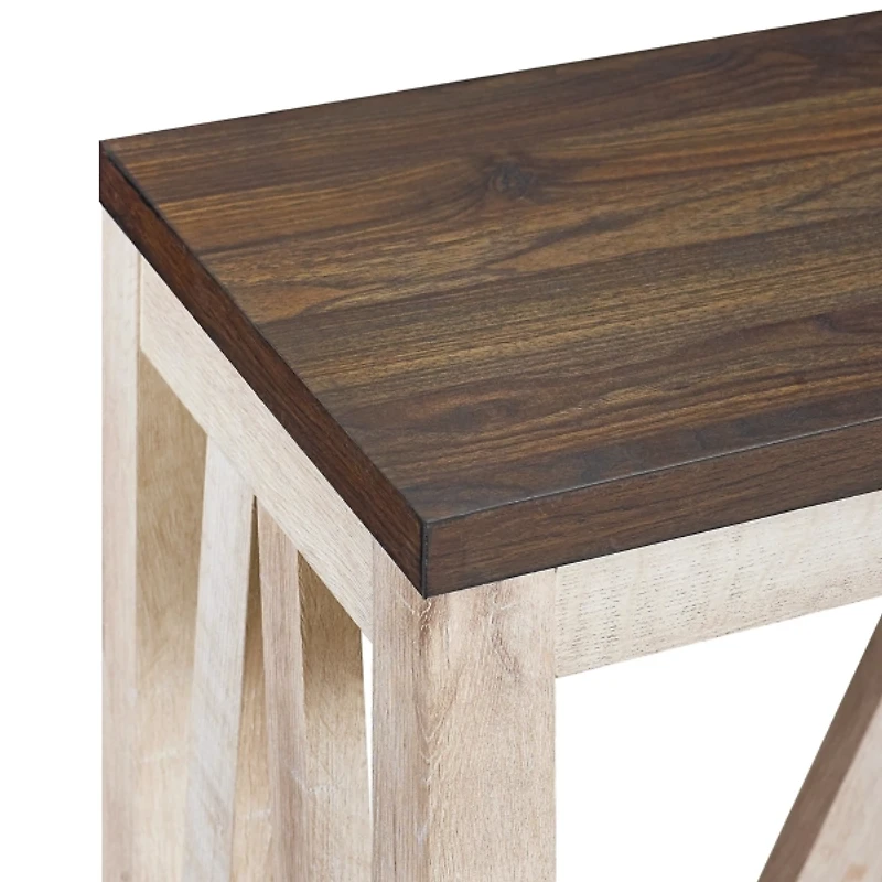 Walnut and Whitewash A-Frame Console Table