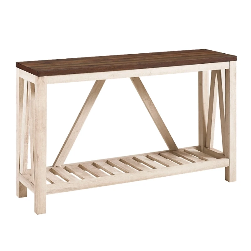 Walnut and Whitewash A-Frame Console Table