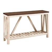 Walnut and Whitewash A-Frame Console Table