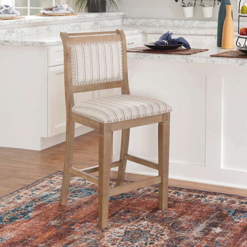 Emma Gray Counter Stool with Nailhead Trim