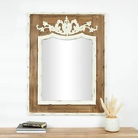 Ornate Antique White Wood Wall Mirror