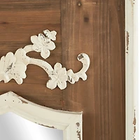 Ornate Antique White Wood Wall Mirror