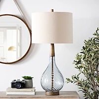 Dusty Gray Blue Nora Glass Table Lamp