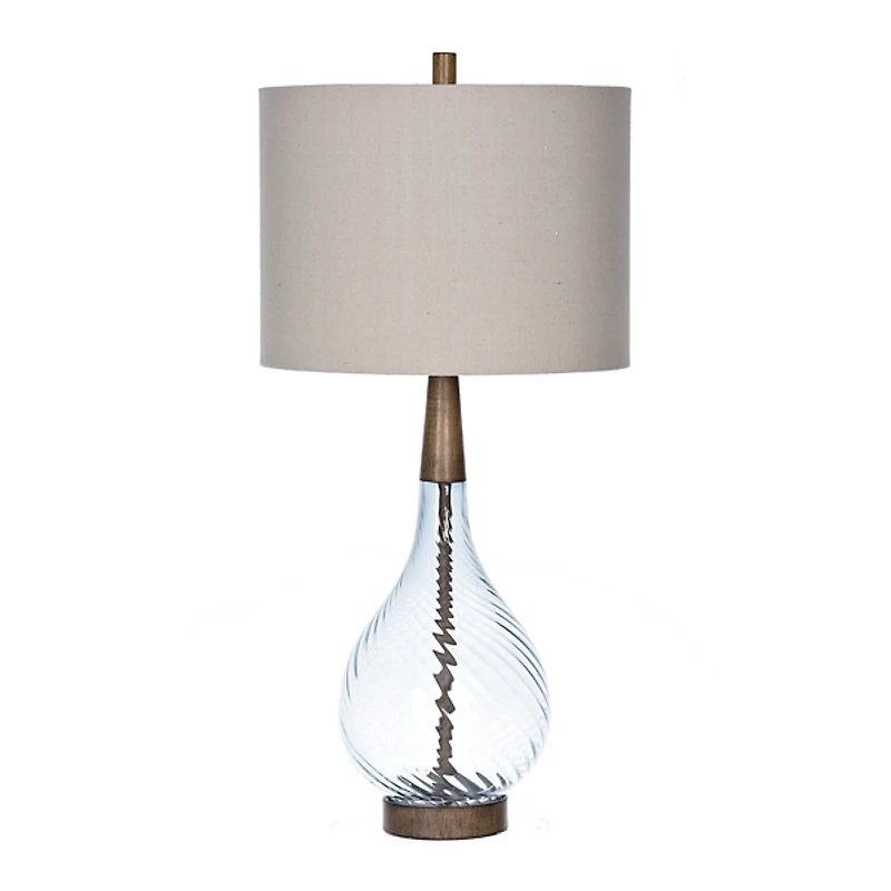 Dusty Gray Blue Nora Glass Table Lamp