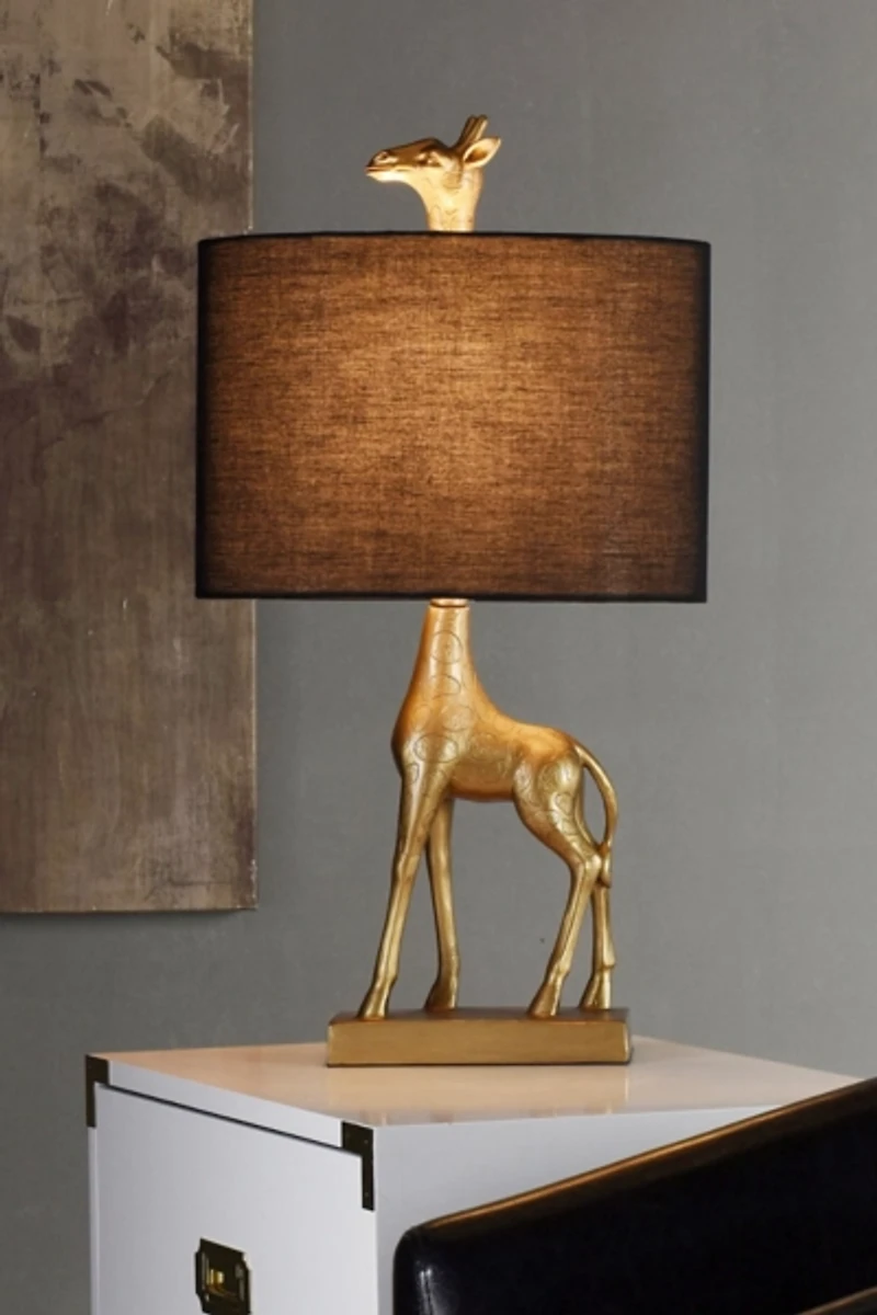 Navy Blue and Gold Giraffe Table Lamp