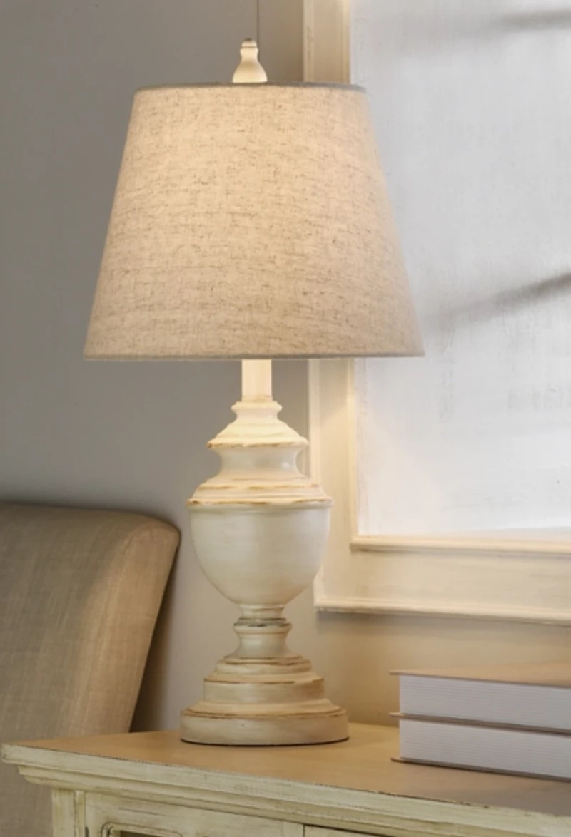Distressed Cream Table Lamp