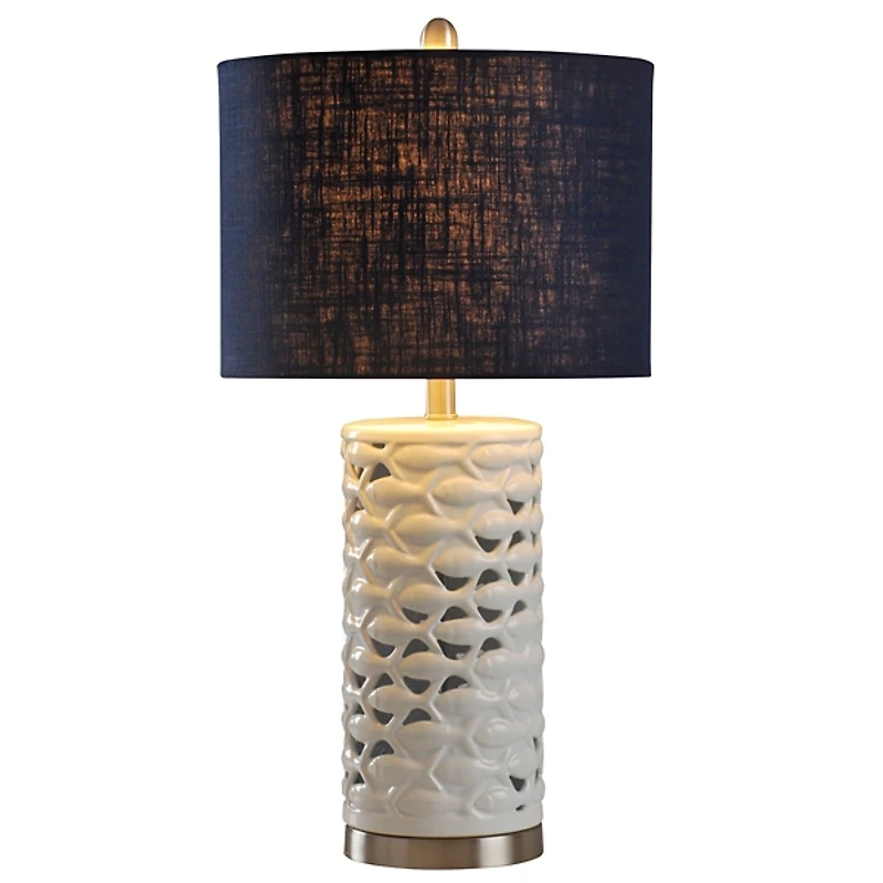 White School of Fish Open Work Table Lamp