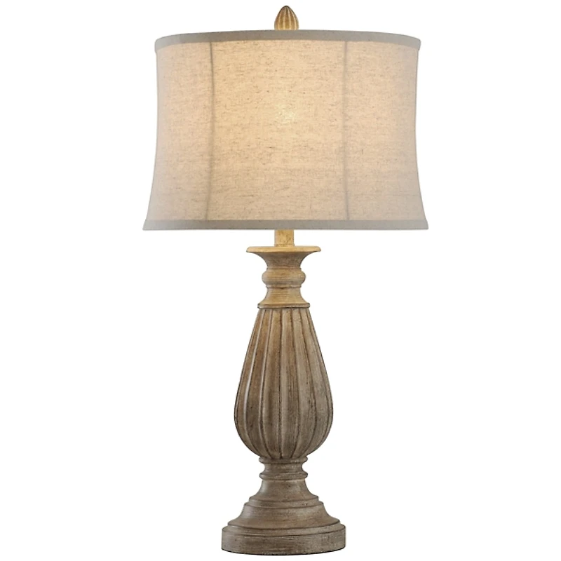 Distressed Brown Spindle Table Lamp