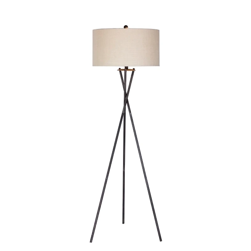Rust Black Metal Tripod Floor Lamp