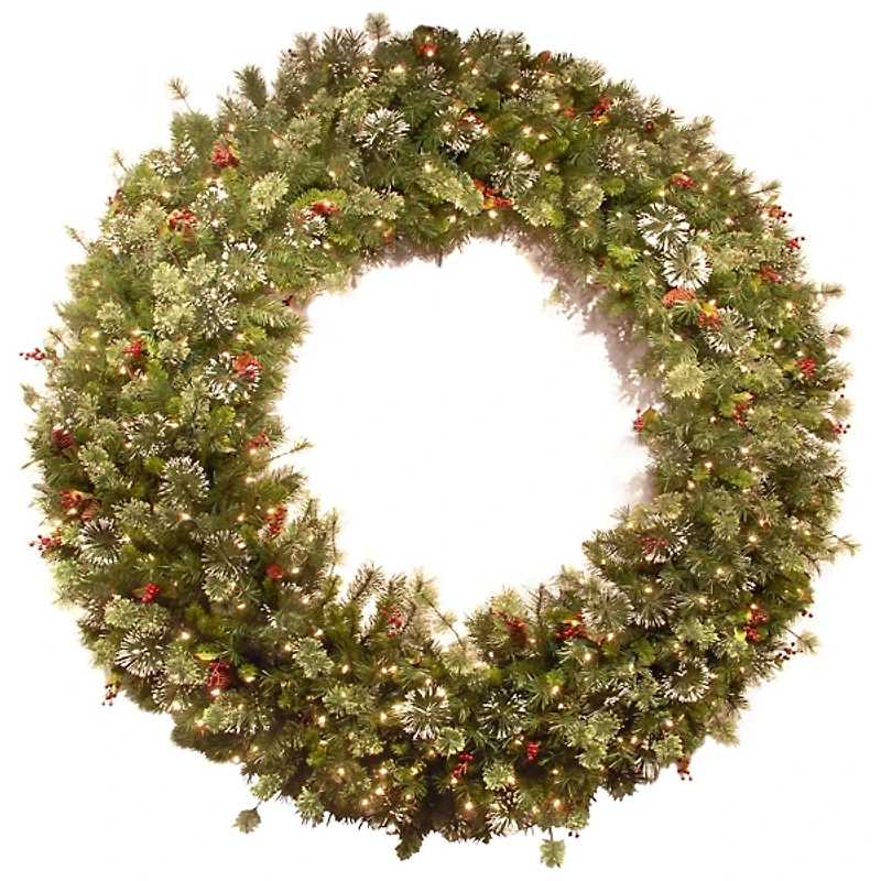 Pre-Lit Wintery Pine Christmas Wreath