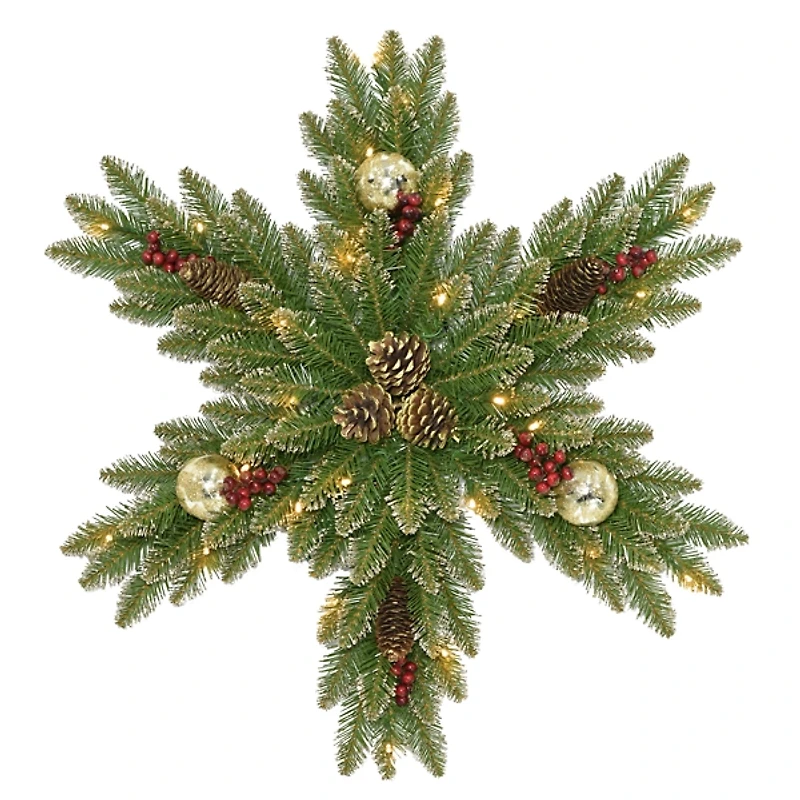 Pre-Lit Snow Sprinkled Christmas Snowflake Wreath