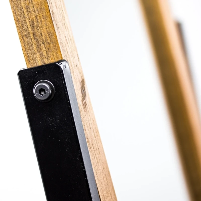 Full Length Wood and Metal Wall Mirror with Stand