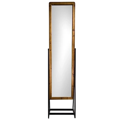 Full Length Wood and Metal Wall Mirror with Stand