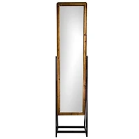 Full Length Wood and Metal Wall Mirror with Stand