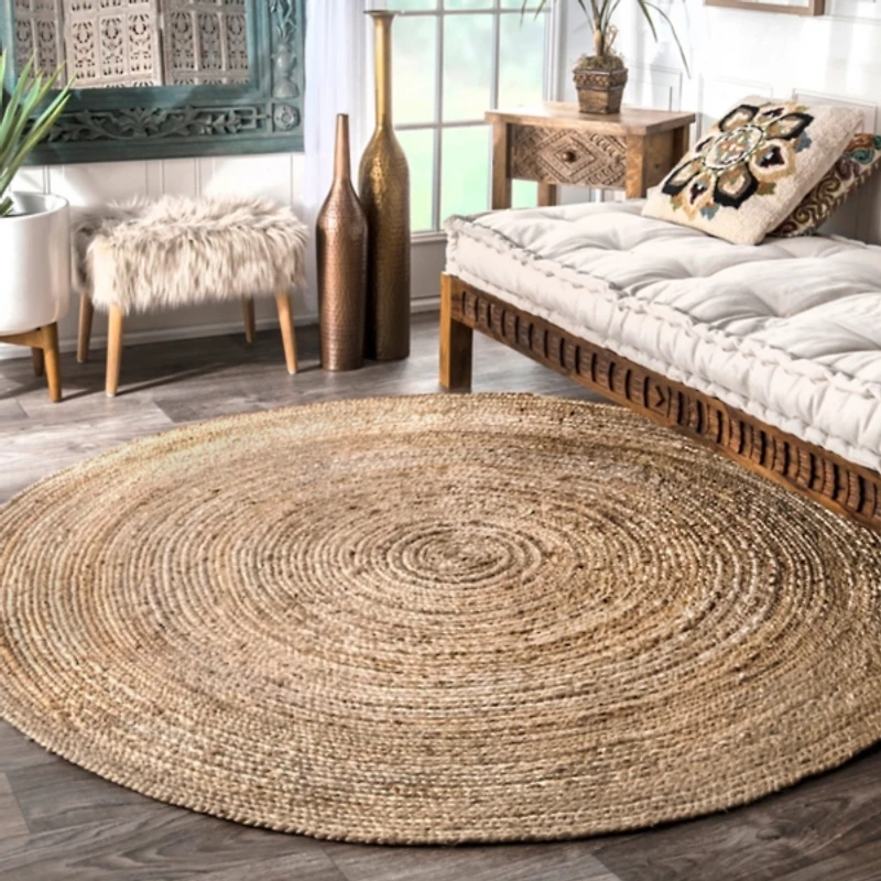 Natural Reno Woven Round Area Rug, 6 ft.