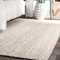 White Reno Woven Area Rug, 3x5