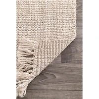 Cream Hand Woven Chunky Loop Jute Area Rug, 7x9