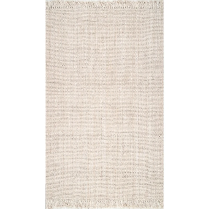 Cream Hand Woven Chunky Loop Jute Area Rug, 7x9