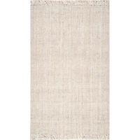 Cream Hand Woven Chunky Loop Jute Area Rug, 7x9