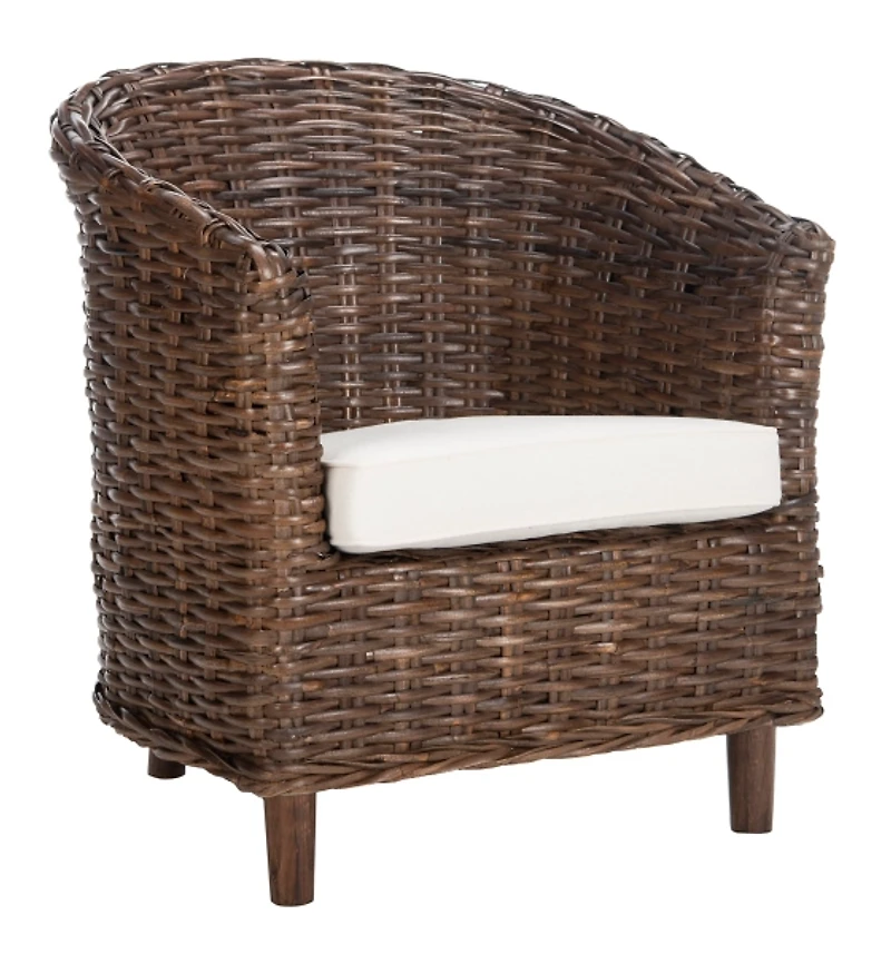 Brown Bensen Rattan Barrel Accent Chair