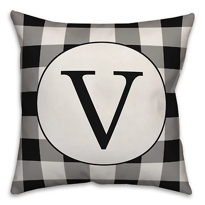 Black Buffalo Check Monogram V Pillow
