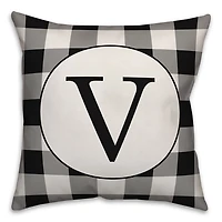 Black Buffalo Check Monogram V Pillow