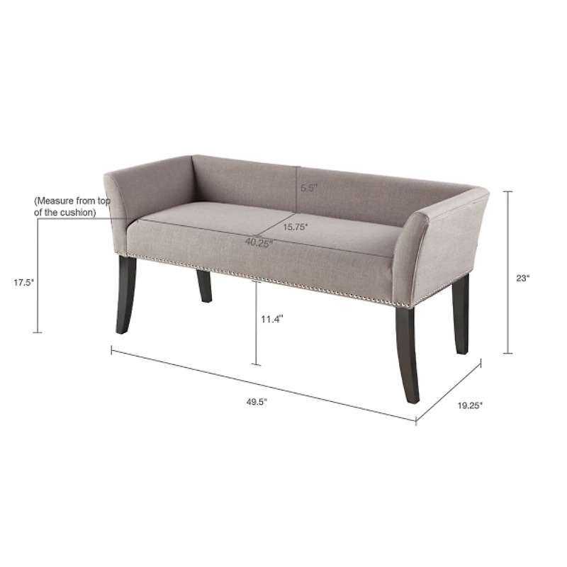 Silver Gray Melinda Accent Bench