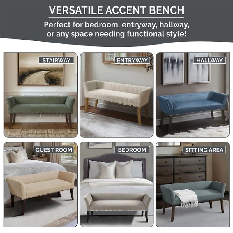 Silver Gray Melinda Accent Bench