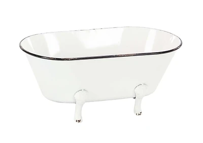 White Enamel Metal Tub Planter