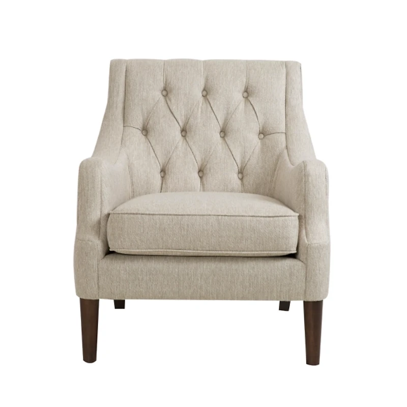 Elle Tufted Beige Accent Chair