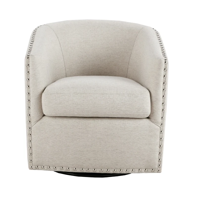 Metro Club Natural Swivel Chair with Nailhead Trim