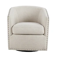 Metro Club Natural Swivel Chair with Nailhead Trim