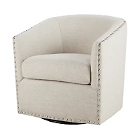 Metro Club Natural Swivel Chair with Nailhead Trim