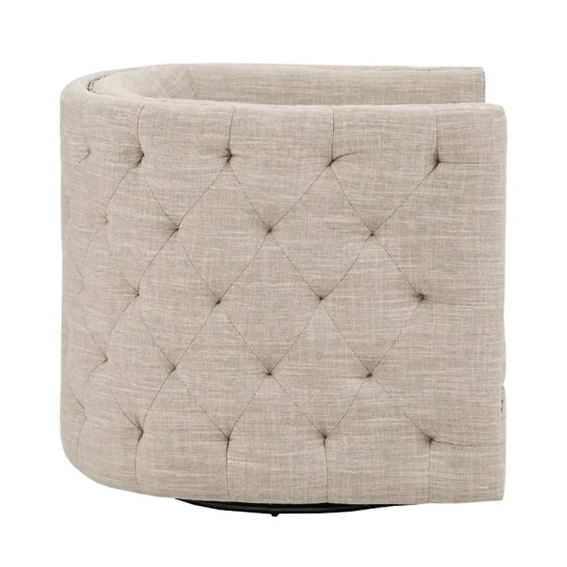 Wilson Tufted Taupe Swivel Accent Chair